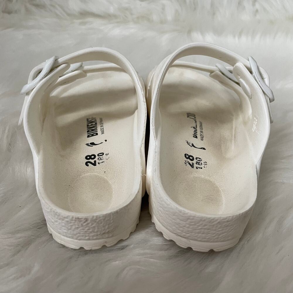 Birkenstock Sandals Kids 10-10.5 White Arizona Slides Flat Buckle Beachy Light - Picture 7 of 13